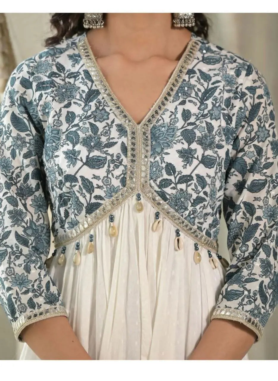 Stylish Alia Cotton Flair Kurti With Pant And Malmal Dupatta NextBuy