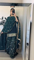 Heavy Faux Georgette With Embroidery Sequence Work with Sleeve and Heavy Lace Work NextBuy