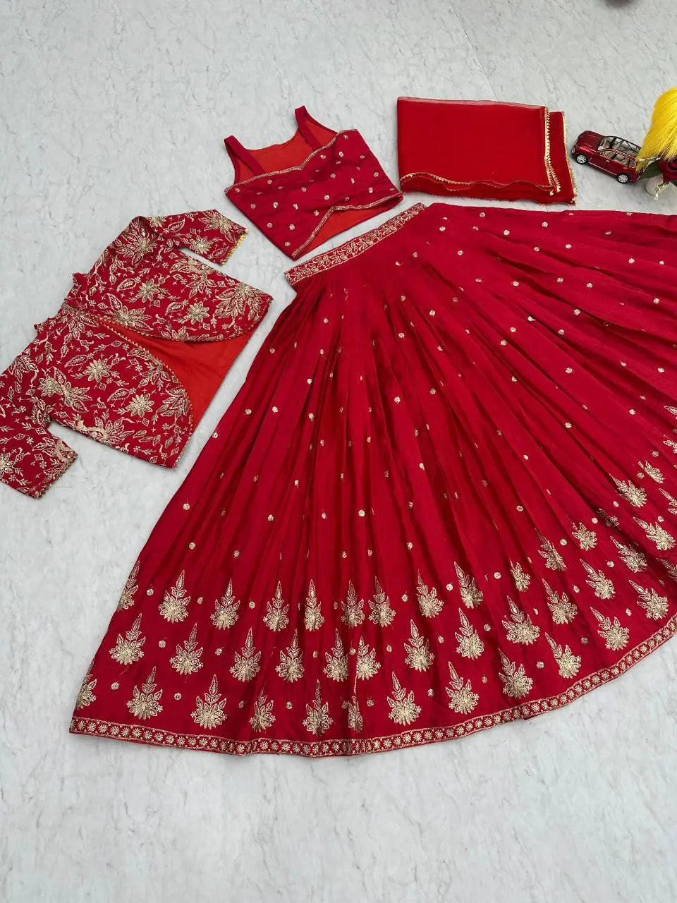 Designer Wedding Wear Crop Top Embroidery Work Lehenga Choli With Jacket (2 Colors) NextBuy
