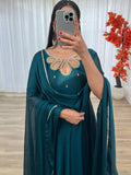 New Party Wear Rangoli Georgette Gown with Dupatta – Elegant Two-Tone Maroon Red Gown Set NextBuy