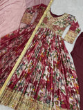 Elegant 3-Piece Gown Set with Dupatta & Bottom - Premium Chinon Silk with Embroidery Work NextBuy