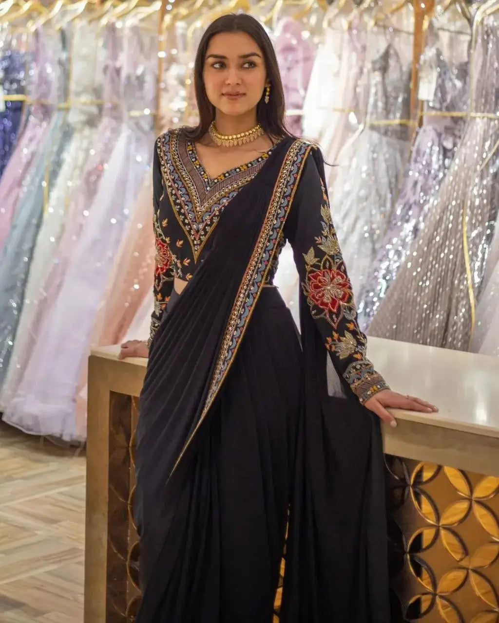 Heavy Georgette Embroidered Sequins Work Sari with Blouse – A Perfect Blend of Elegance and Style NextBuy