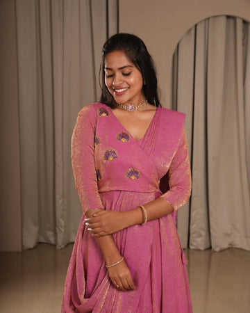 Introducing Our Super Hit Collection: Designer Hand Work Coat Style Tissue Silk Gown with Dupatta – A Beautiful Blend of Elegance and Charm for Weddings and Festivals NextBuy