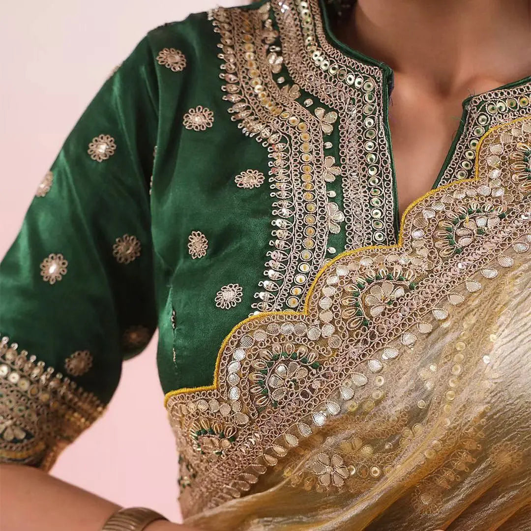 Elegant Designer Saree with Saree Blouse Designs & Sequins Work – Blouse in Mono Bengali Silk NextBuy