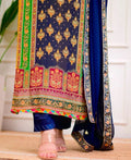 Elegant Pakistani Madhuri Blue Kurta Set – Digital Print Kurta and Rayon Pants