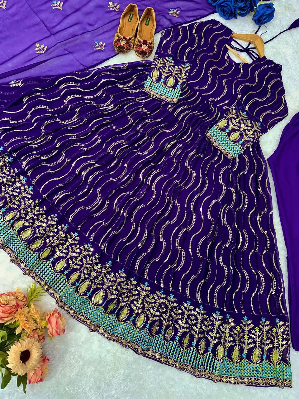 Premium Quality Designer Gown with Embroidery Work for Special Occasions