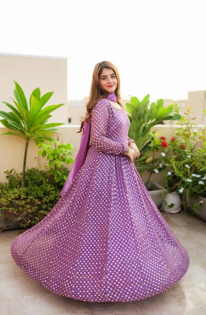New Designer Anarkali Suit in Fox Georgette with Sequins Embroidery