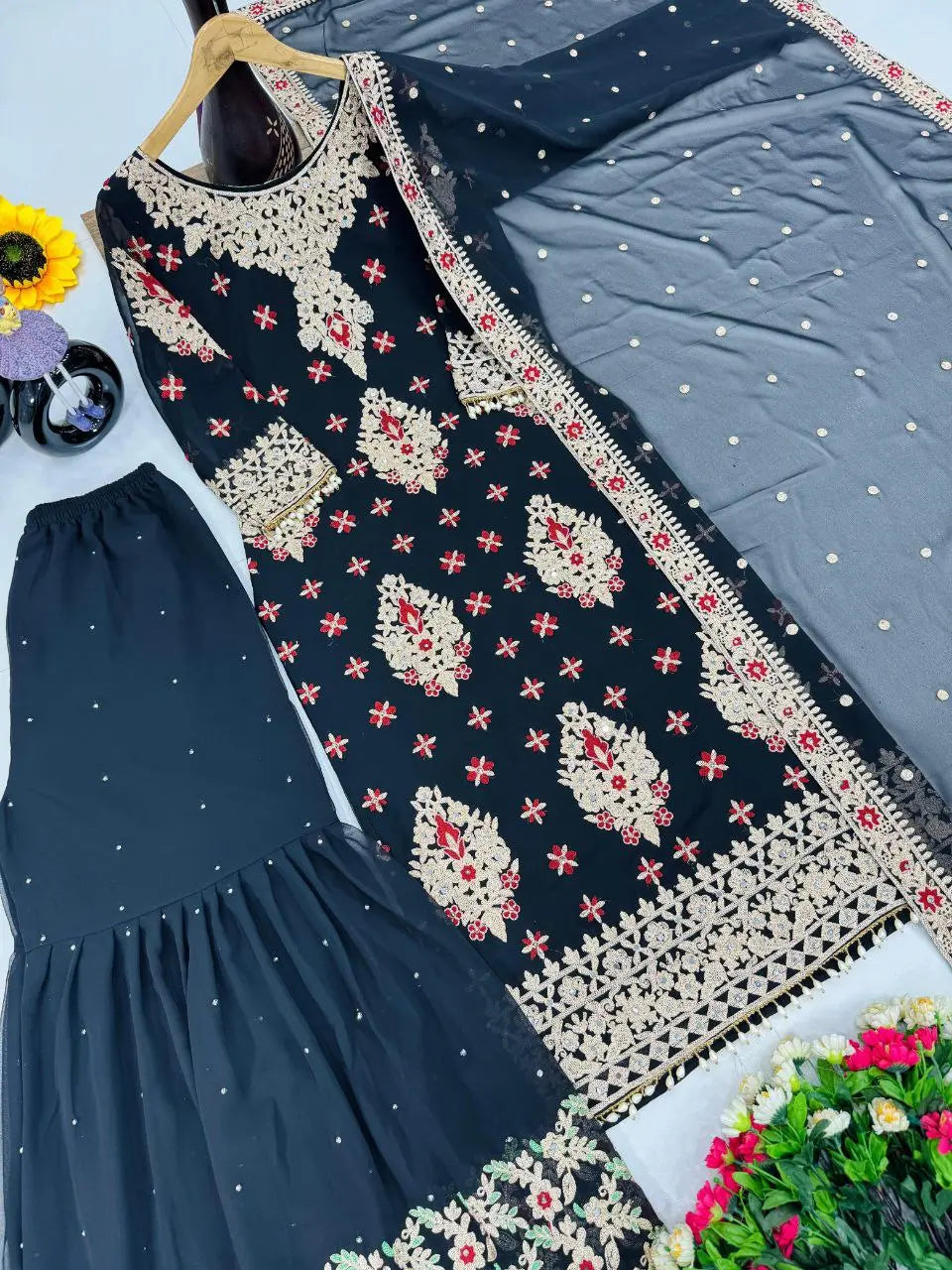 Elegant Eid Special Sharara Set with Dupatta and Embroidery