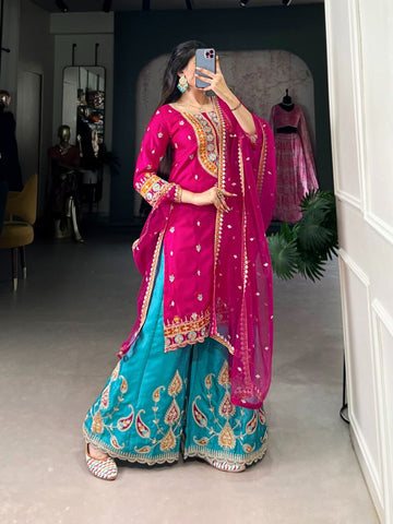Elegant Ethnic Moonga Silk Dress with Sequins Embroidery – Festive Wear NextBuy