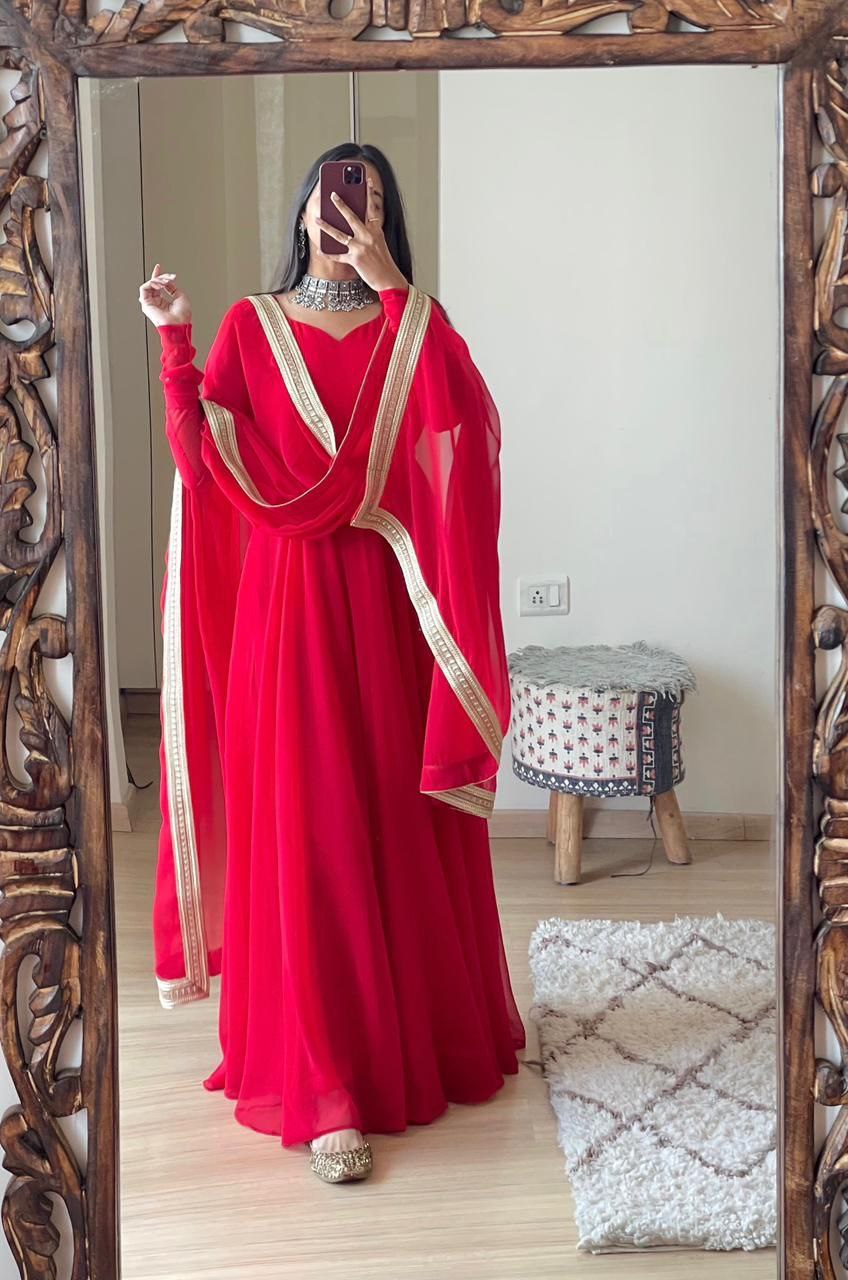 Elegant Fox Georgette Gown with Dupatta – 6 Colors & All Sizes NextBuy