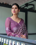 Soft Purple Chevron Linen Saree – Trendy Designer Saree Online NextBuy