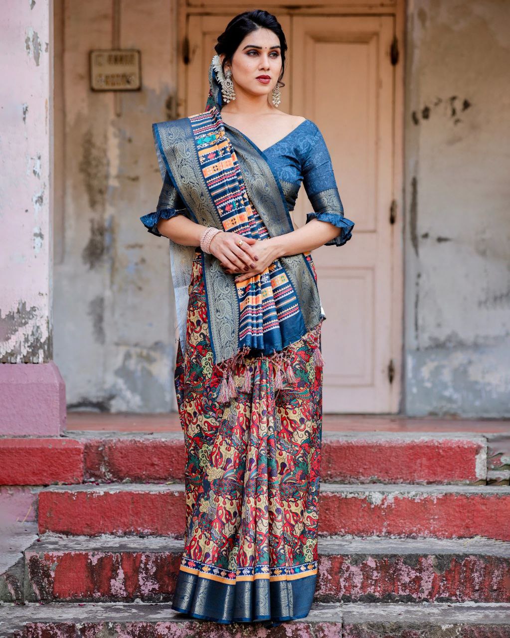 Banarasi Silk Digital Print Saree – Designer Wedding Saree Online NextBuy