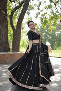 Adorable Black Rayon Lehenga- Choli & Dupatta Set - NextBuy