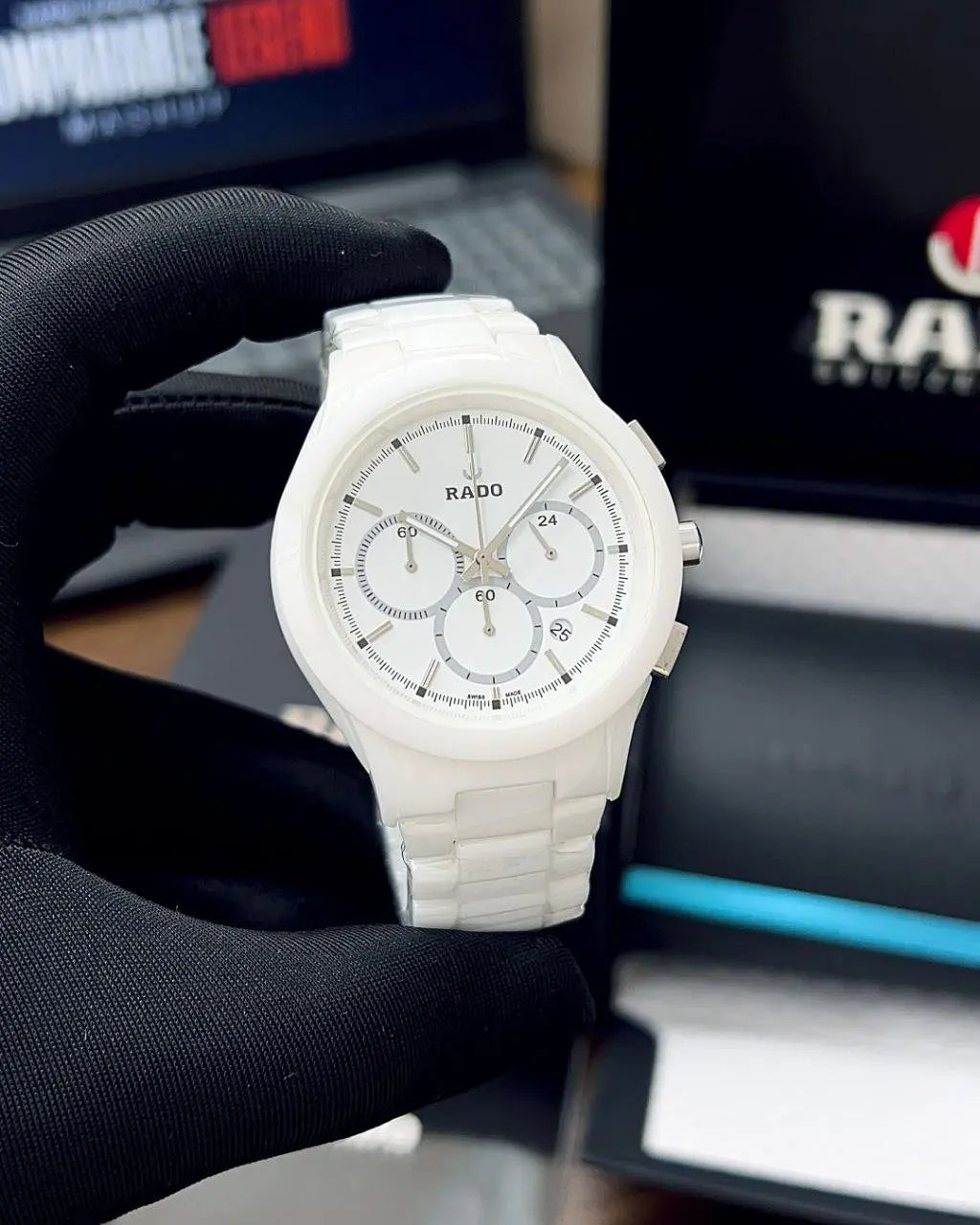 Rado HyperChrome Chronograph Watch | Original Men's Watch | Premium 7AA Collection | White Ceramic Bracelet NextBuy