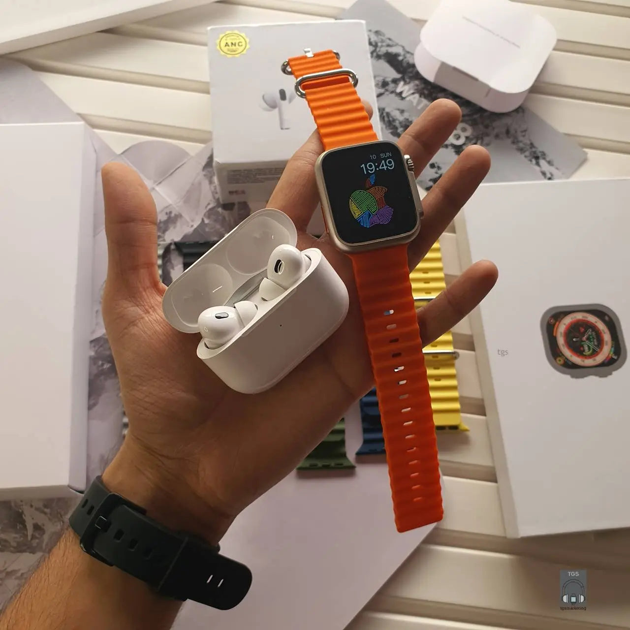 Ultra 45mm Smartwatch & AirPods Pro2 – Experience the perfect combo of a 45mm Ultra smartwatch with cutting-edge technology and the AirPods Pro2 for high-quality sound.
