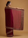Wine Zariwork Semi Crepe Designer Saree NextBuy