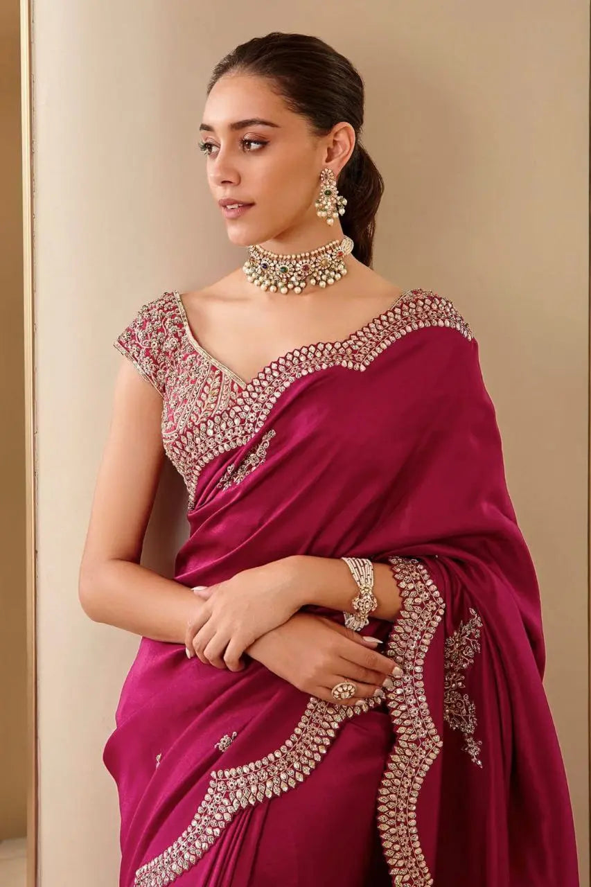 Vichitra Silk Embroidery Saree NextBuy