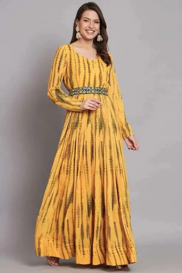 New Sibori Print Maxi Dress With Belt NextBuy