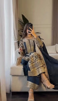New Collection In Faux Georgette With Heavy Embroidery Sequence Work Top-Bottom And Dupatta Set NextBuy
