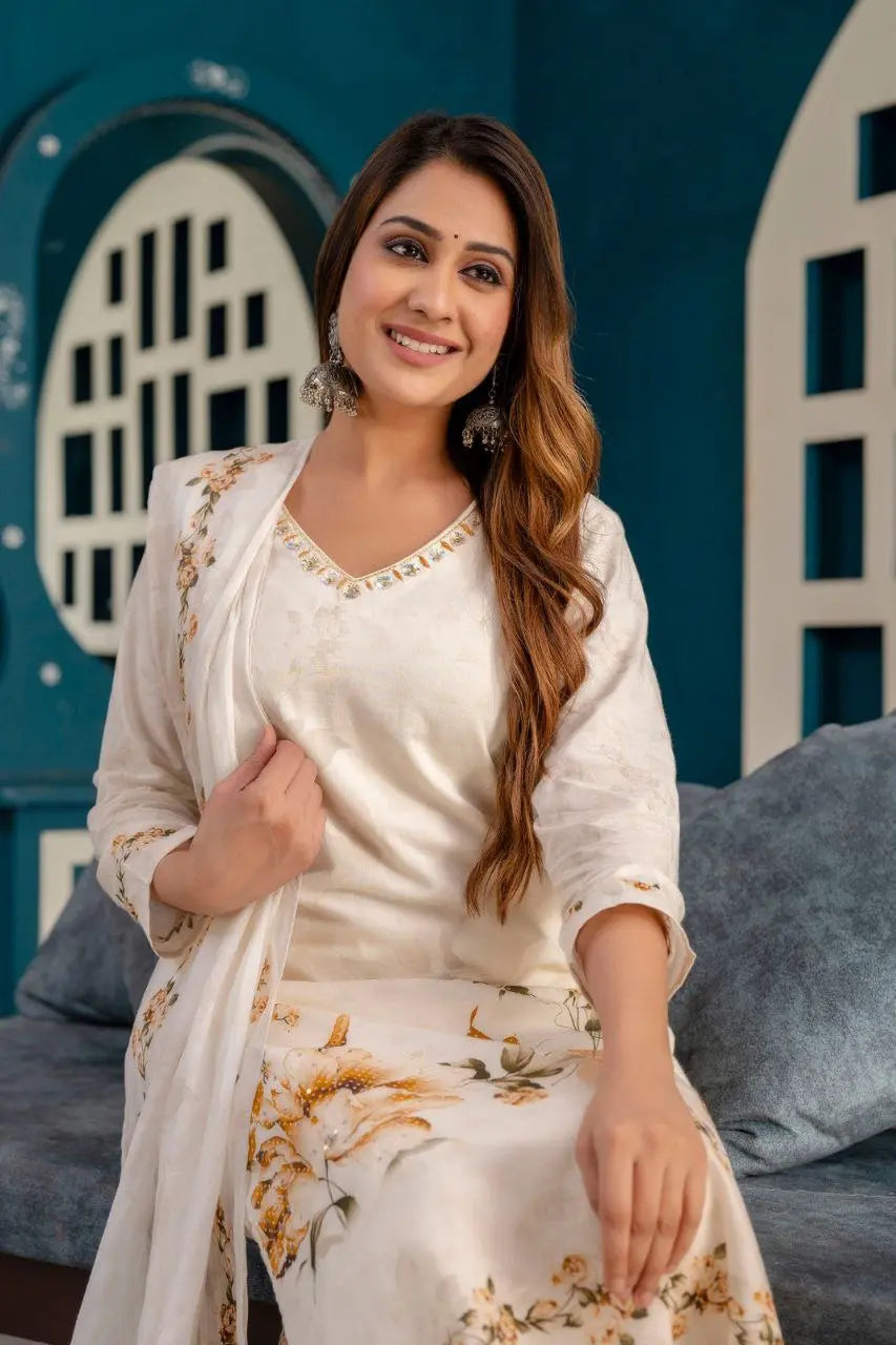 Elegant Kurta Set with Dupatta - Premium Cotton Fabric with Hand Work NextBuy