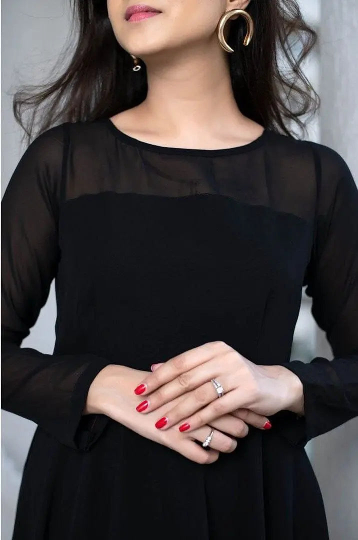 Women’s Black Georgette Dress - Elegant & Versatile Fashion Statement NextBuy