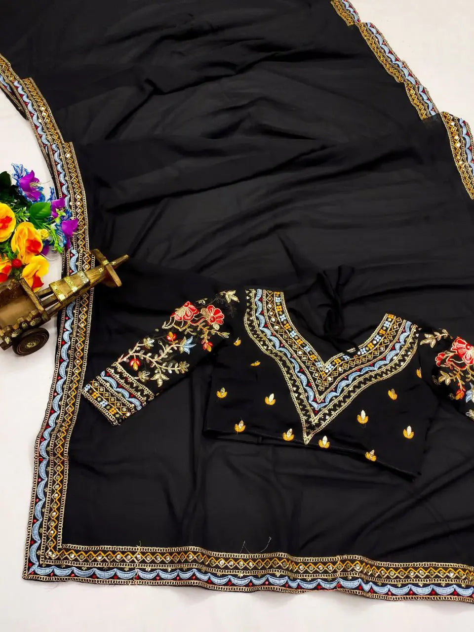 Heavy Georgette Embroidered Sequins Work Sari with Blouse – A Perfect Blend of Elegance and Style NextBuy