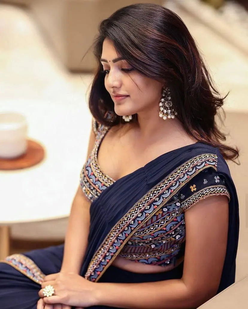 Ready to Wear Saree with Full-Stitched Embroidered Blouse NextBuy