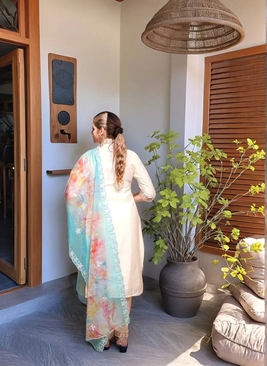 New DK Series Pv Chanderi Cotton Set with Intricate Embroidery