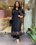 Premium Black Elephant Gold Print Suit for Festivals