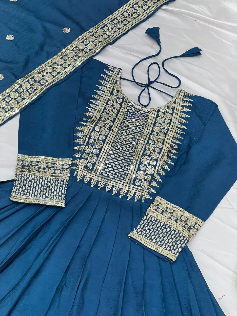 New Real Modelling Launching Heavy Designer Party Wear Look Gown-Dupatta in Heavy Embroidery Sequence Work NextBuy