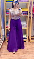 Elegant 3 Pieces Ready Made Plazzo Set with Designer Shrug