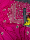 Elegant Dolla Silk Saree with Embroidery Cording Work and Full Stitched Koti