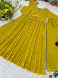 Stylish party wear festive gown with flowy silhouette and intricate detailing