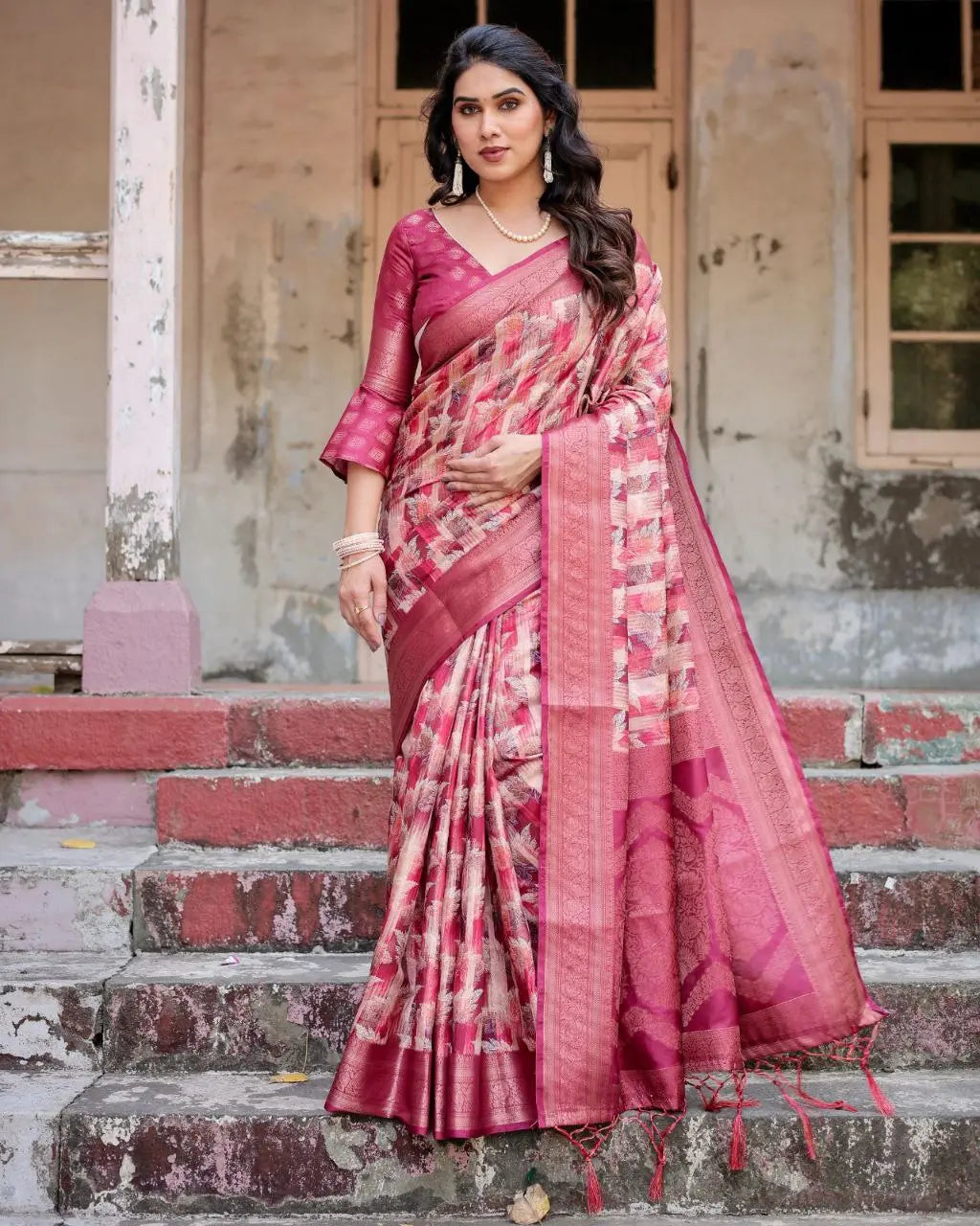 Luxurious Banarasi Silk Saree | Digital Printed Saree for Festive Wear NextBuy