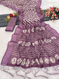 Soft Purple Chevron Linen Saree – Trendy Designer Saree Online NextBuy