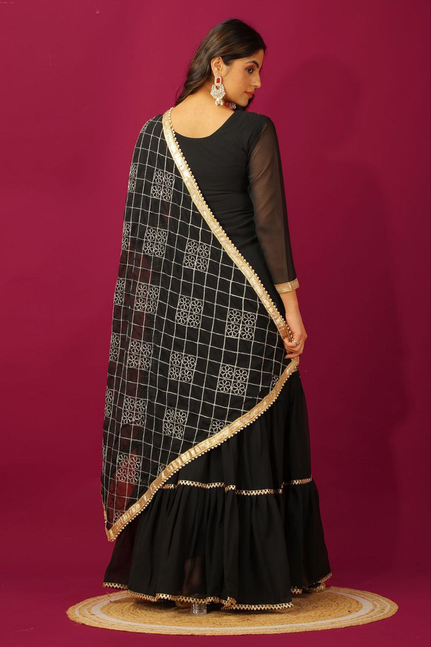 Designer Faux Georgette Embroidered Plazzo Suit – Party Wear Ethnic Set for Women NextBuy