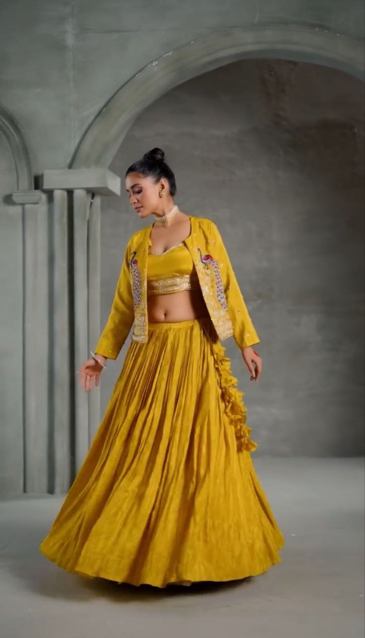 Festival Special Crop Top with Jacket & Lehenga – Designer Ethnic Wear NextBuy