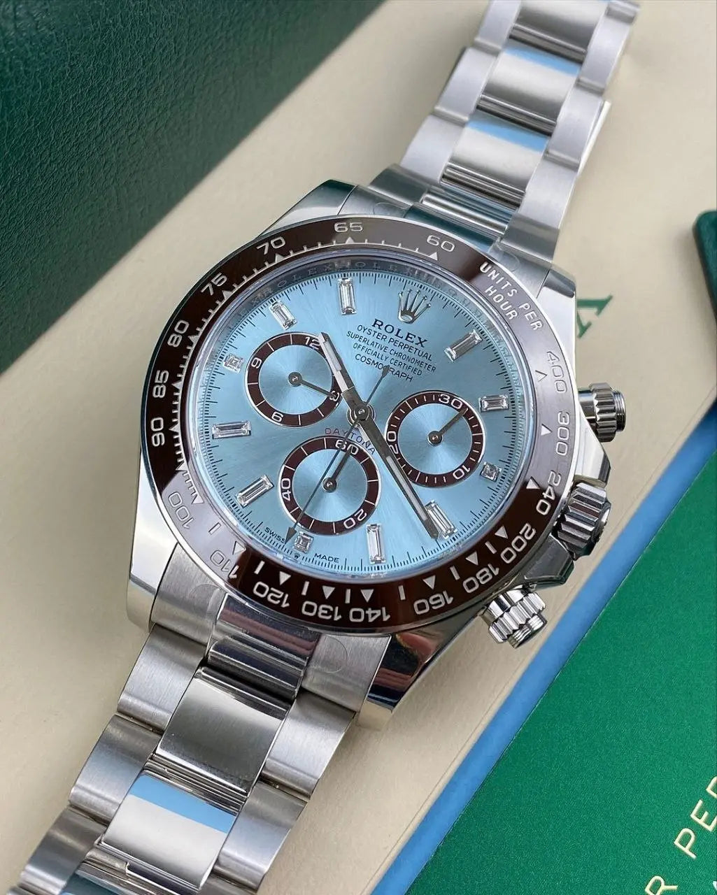 Rolex Cosmograph Daytona Platinum Ice Blue Dial – Premium Watch for Men with Ceramic Ring Professional Racing Heritage Meets Timeless Luxury NextBuy