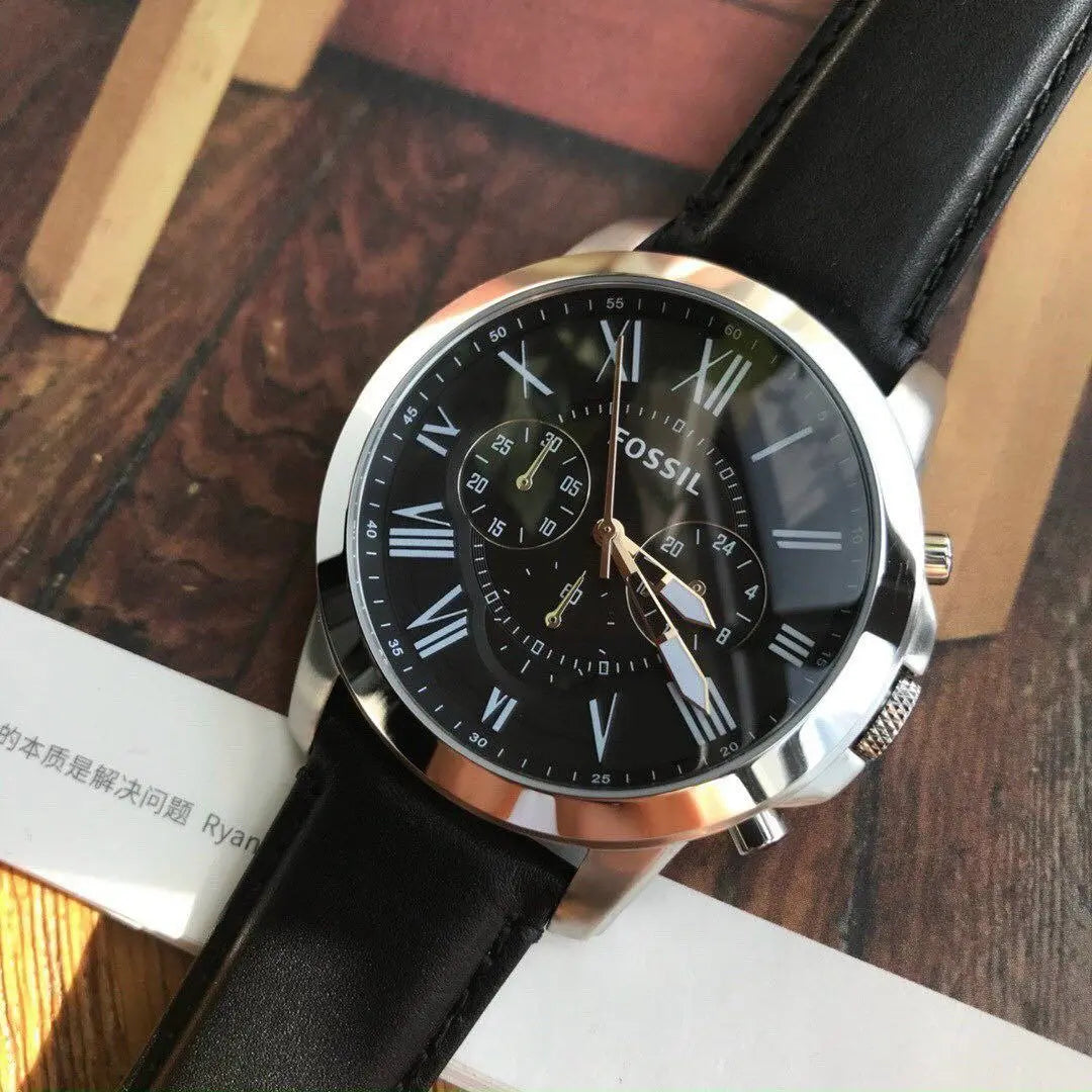 Fossil FS4812 Men's Watch with premium leather strap and chronograph