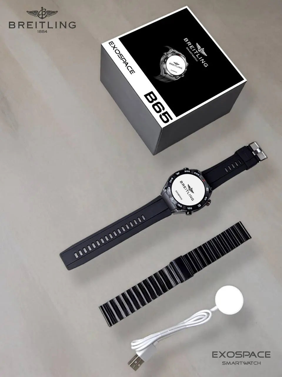 Breitling Exospace B65 Smartwatch - Swiss Made – Featuring an AMOLED screen, Bluetooth calling, and music storage, this smartwatch combines Swiss precision with cutting-edge technology.