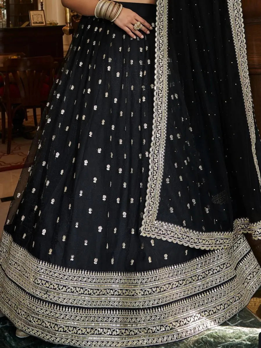 Black Net Sequins Designer Lehenga Choli NextBuy