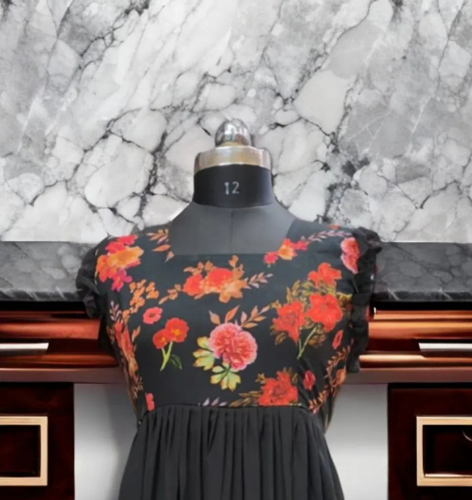 New Launching Designer Printed Black Long Gown NextBuy