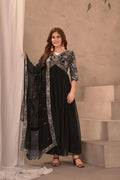 Black Embroidery Gown With Dupatta And Pant NextBuy