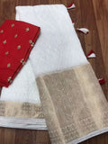 Blouse Sartin Banglore Silk Saree With Sequnce Zari Embroidery Butti NextBuy