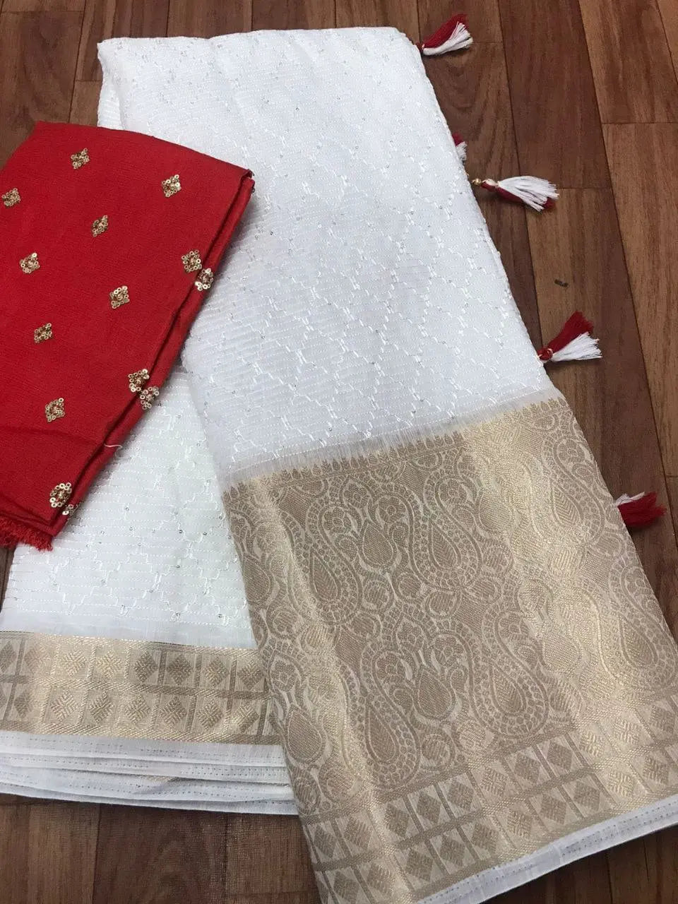 Blouse Sartin Banglore Silk Saree With Sequnce Zari Embroidery Butti NextBuy