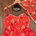 Women Orange Floral Printed Kurta with Trousers & With Dupatta NextBuy