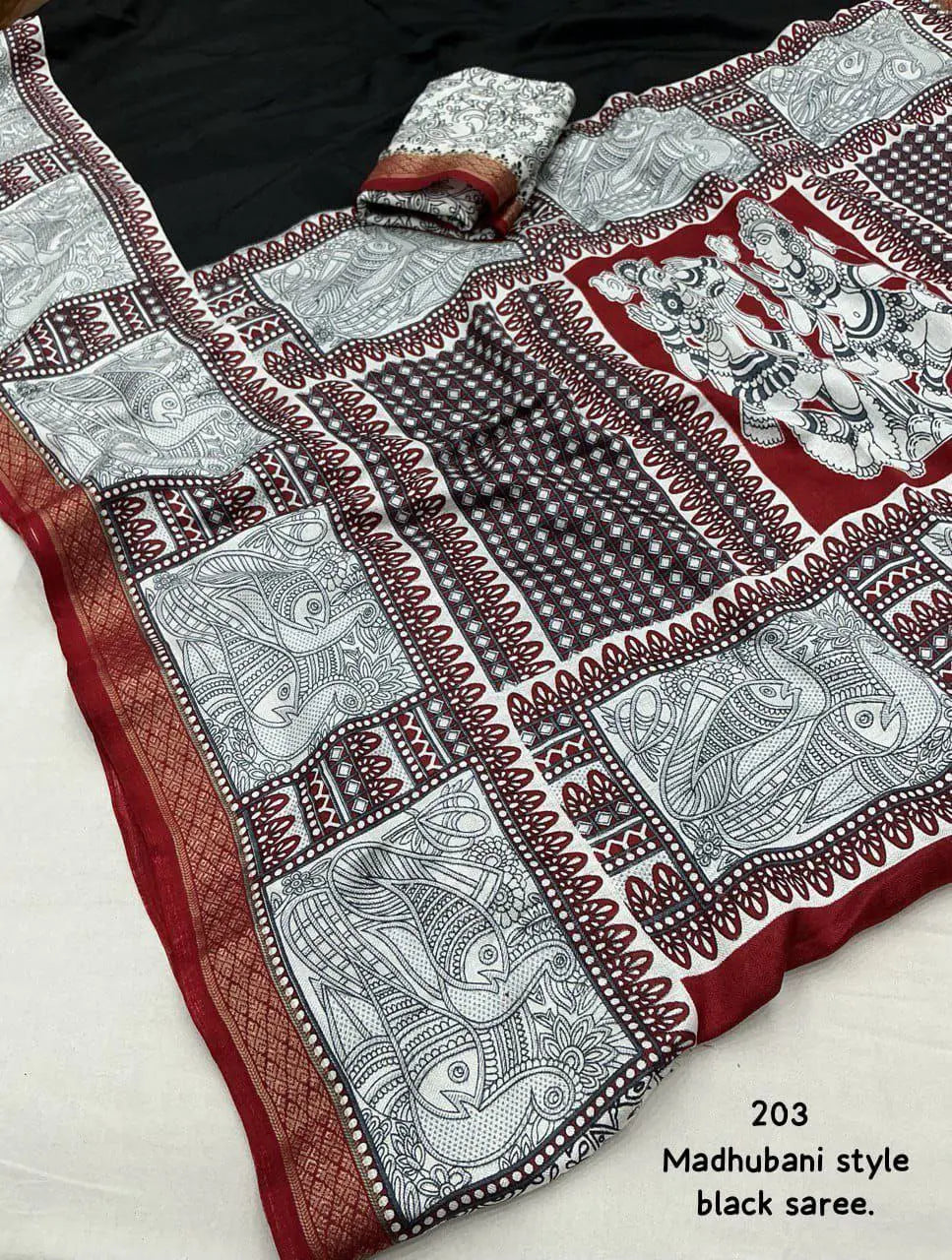 Madhubani Style Back Printed Saree NextBuy