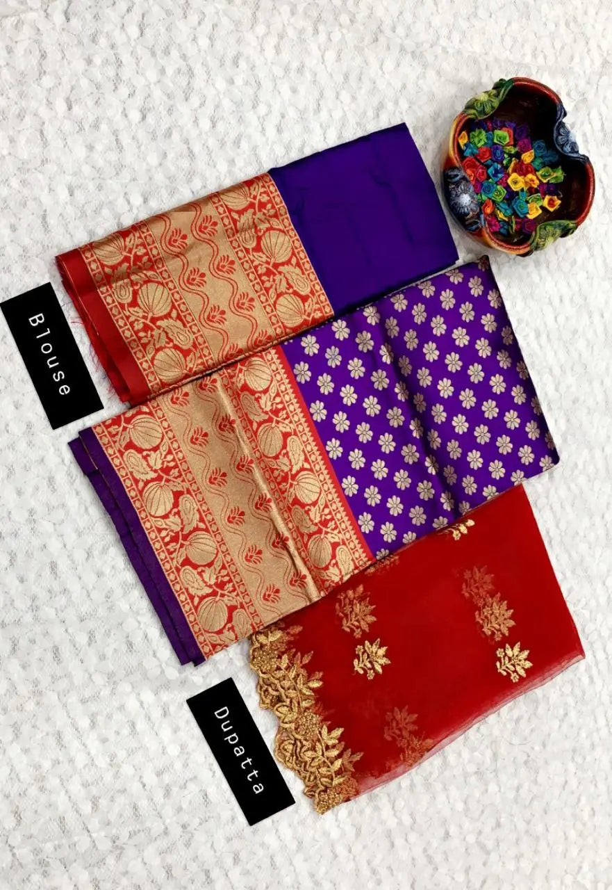 Kanjiveram Silk Zari Lehanga With Blouse Along With Banarashi Silk Duppta NextBuy