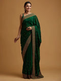 Green Zariwork Semi Crepe Designer Saree NextBuy