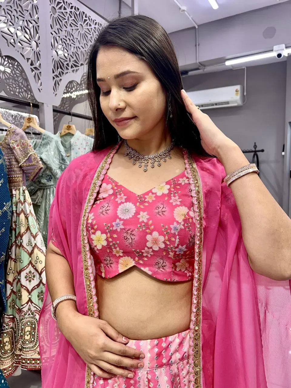 Pink Lining Lehenga (Full Stitched) NextBuy